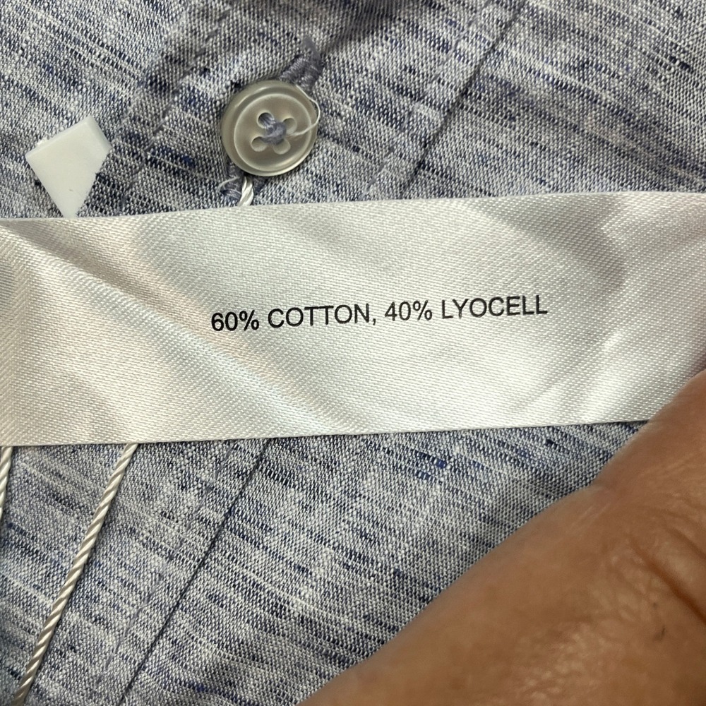 Denim & Flower Button Down Shirt Mens Large Blue Heathered Melange Flip Cuff NEW - Picture 8 of 12